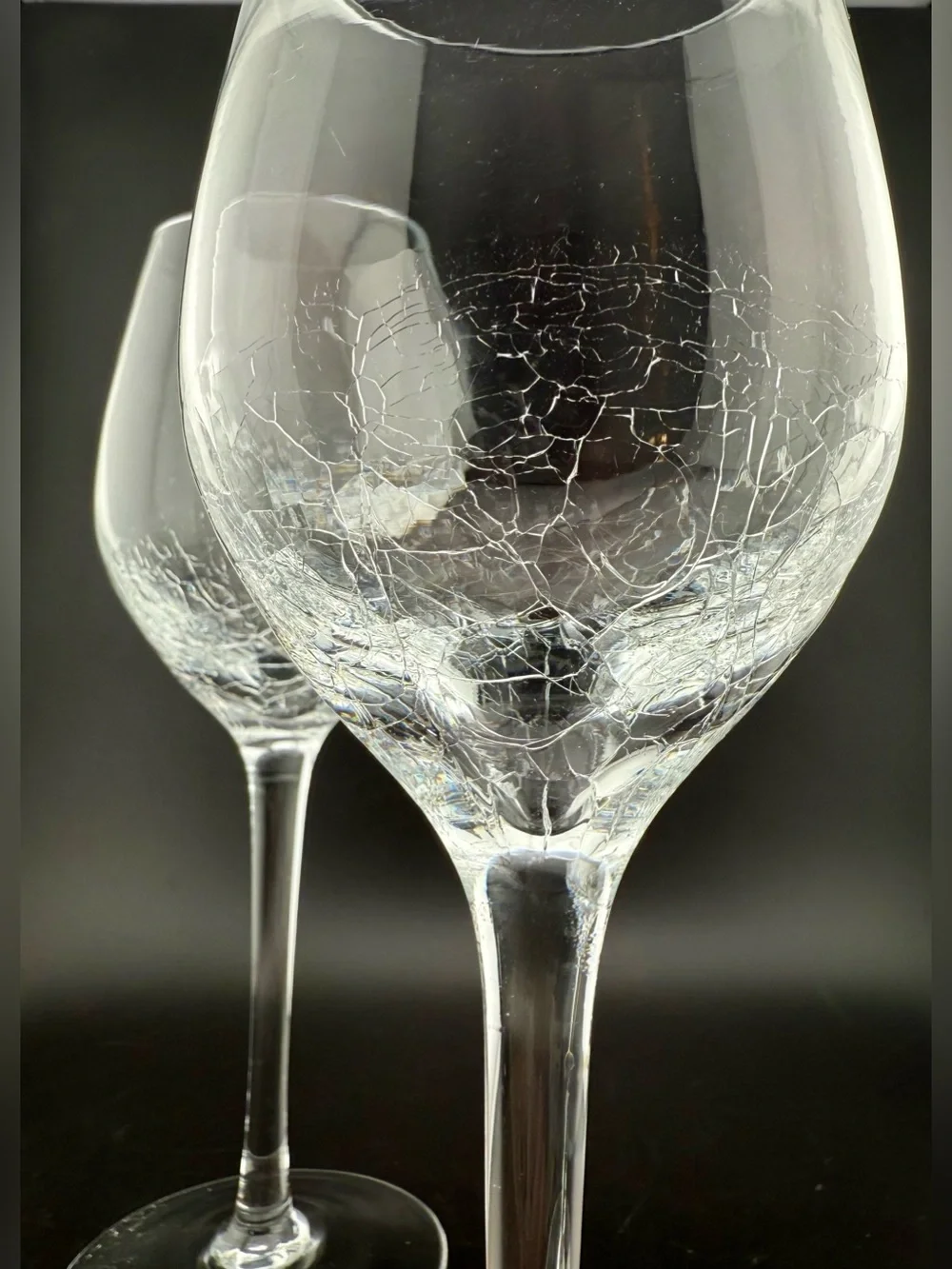 2 Pier 1  Crackled white wine glasses. 12oz